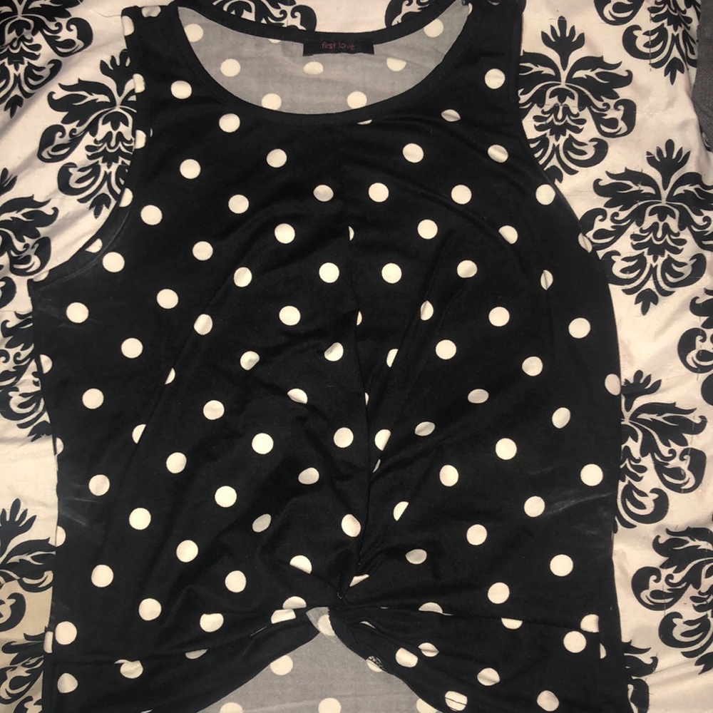 Black polka dot tank top